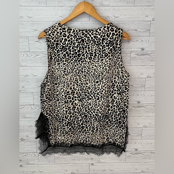 Paparazzi Women's XL Leopard Lace V-Neckline Satin Cami Blouse Black - Picture 8 of 10